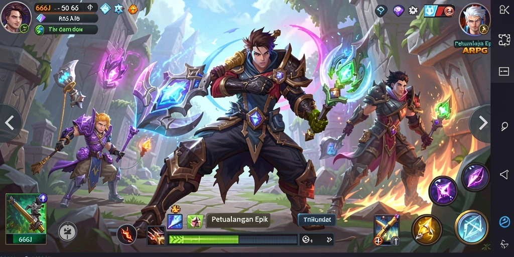 Screenshot gameplay menunjukkan pertarungan epik dalam <strong>666J</strong>.