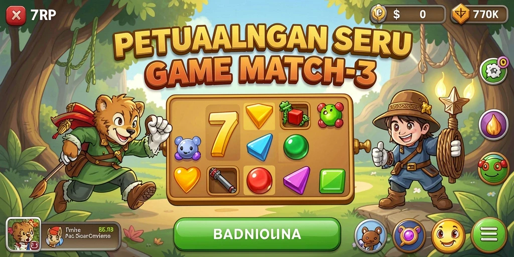 Tampilan gameplay 77RP dengan elemen Match-3 yang menarik.