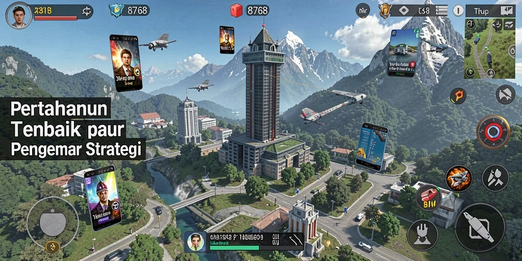 Tampilan gameplay Tower Defense yang menarik di 8768.