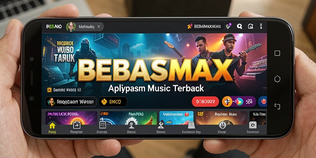 Screenshot gameplay BEBASMAX menunjukkan pengalaman mendengarkan musik yang interaktif.