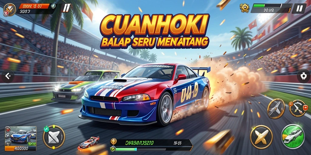Gameplay balap seru dengan kendaraan berbeda dan lintasan menantang.
