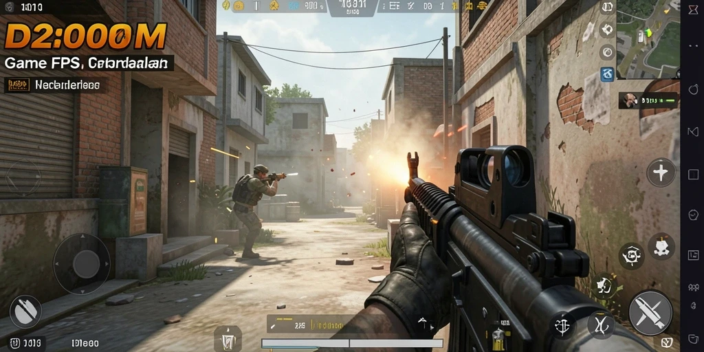 Tampilan gameplay menembak yang mendebarkan di D200M.