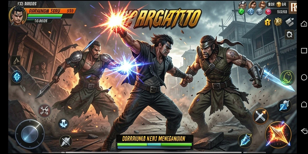 Gameplay seru HARGATOTO dengan pertarungan menegangkan.