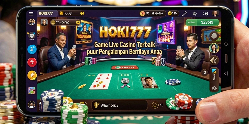 Tampilan gameplay HOKI777 dengan dealer langsung yang menghadirkan suasana kasino nyata.