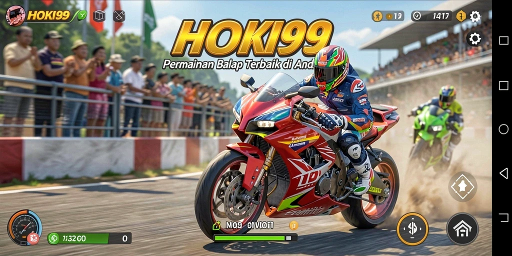 Screenshot HOKI99 menampilkan balapan motor yang seru dan grafis memukau.