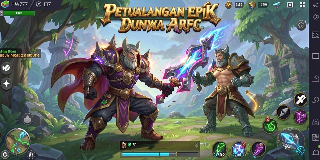 Screenshot gameplay HW777 yang menampilkan aksi seru dalam pertempuran ARPG.