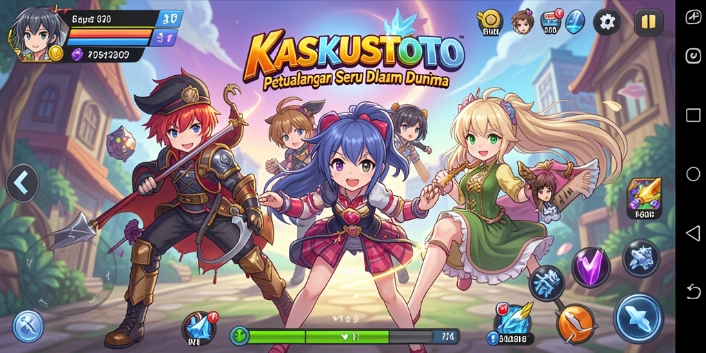 Gameplay seru KASKUSTOTO dengan karakter anime ikonik.