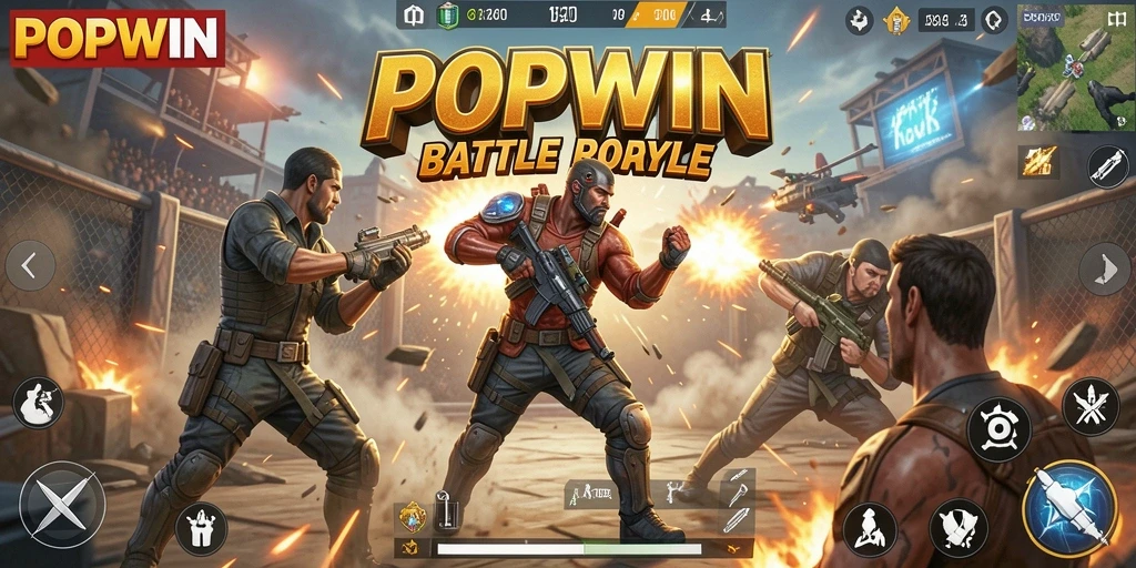 Screenshot gameplay menunjukkan aksi mendebarkan di arena Battle Royale.