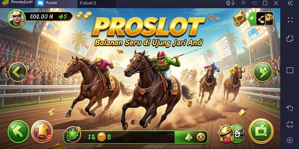 Tangkapan layar gameplay PROSLOT menampilkan balapan menegangkan di trek yang menantang.