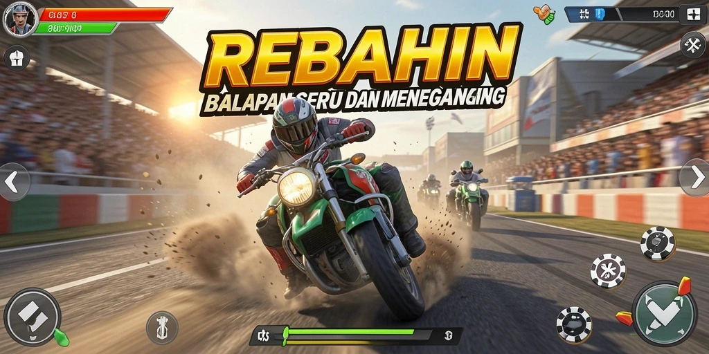 Screenshot gameplay menampilkan balapan cepat dengan mobil yang sedang melaju.