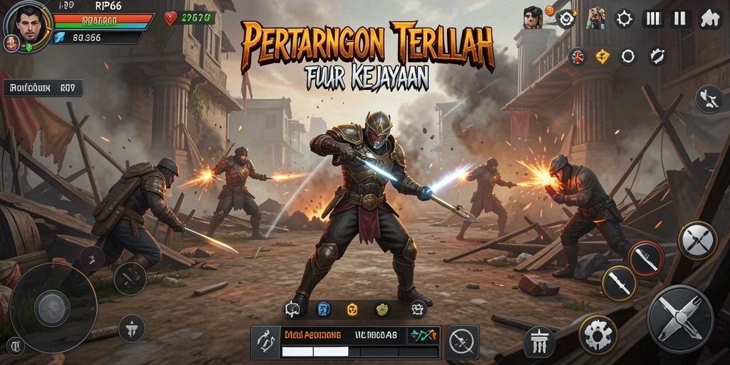 Tampilan gameplay RP66 yang mendebarkan dalam pertempuran Battle Royale.