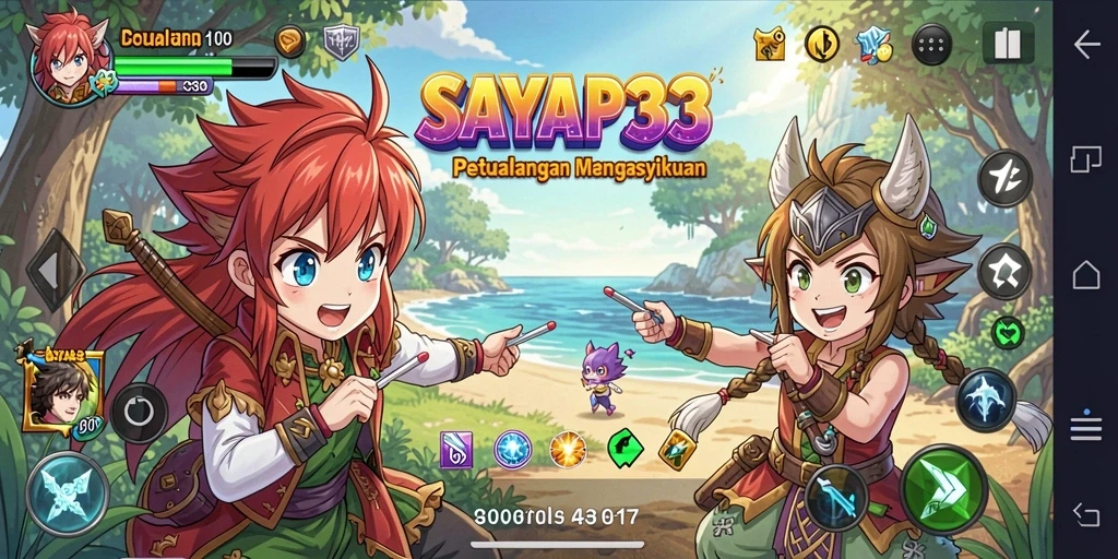 Tampilan gameplay epik dari SAYAP33 yang penuh aksi dan karakter Anime.