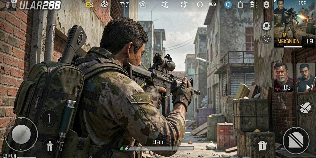 Menampilkan aksi seru dalam game FPS ULAR288.