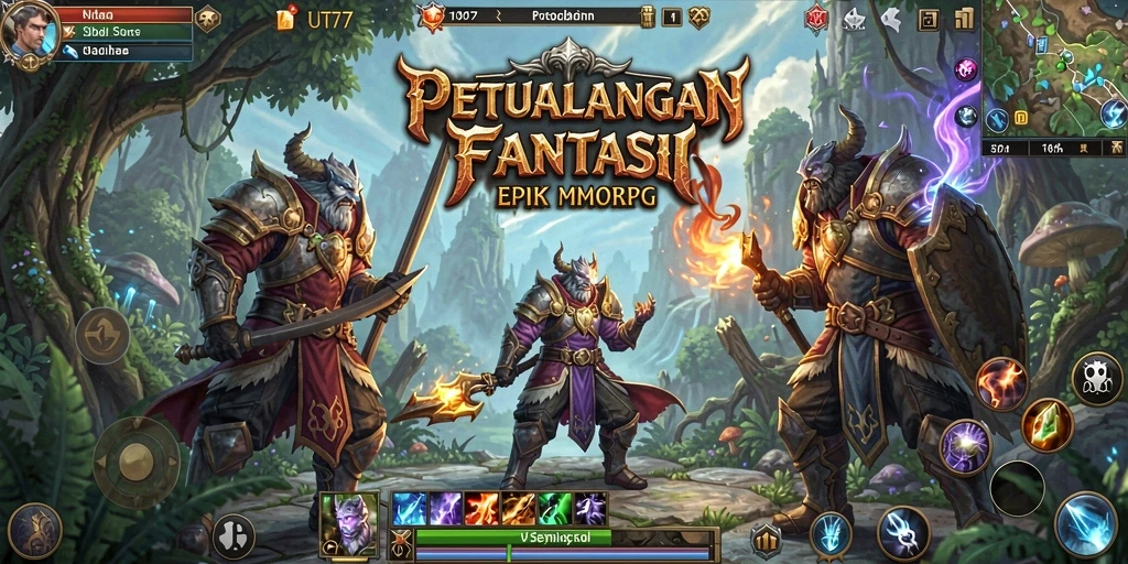 Screenshot utama UT77 menampilkan petualangan seru dalam dunia MMORPG.